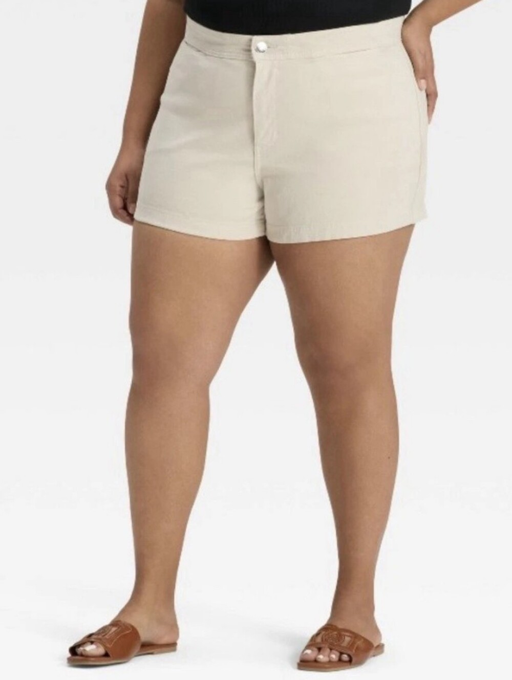 New Ava & Viv Women’s Casual Smart Shorts In Cream Size 24W